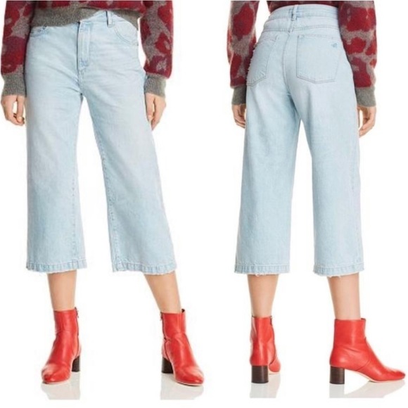 Dl1961 Hepburn Cropped Jeans High Rise Wide Leg Light Wash in Ibiza - Picture 11 of 11